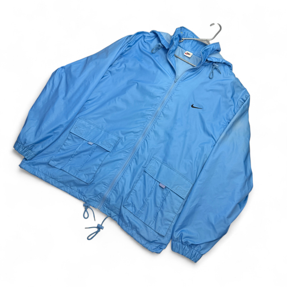 Nike 3XL Light Blue Windbreaker Jacket Vintage 90s Full Zip Hooded - Picture 3 of 8
